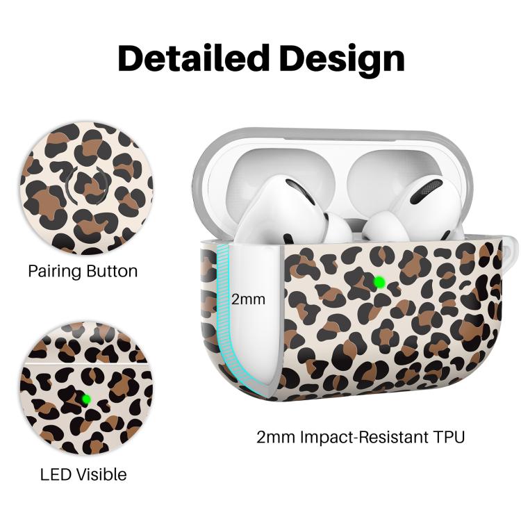 For AirPods Pro 2 / Pro AhaStyle TPU Leopard Print Protective Case(Blue)