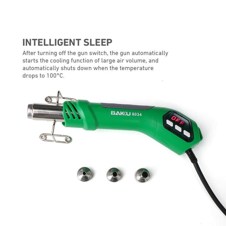 BAKU BA-8034 650W Hot Air Blower 100-500 Degrees Celsius Heat Tool With 3 Nozzles 110V US Plug