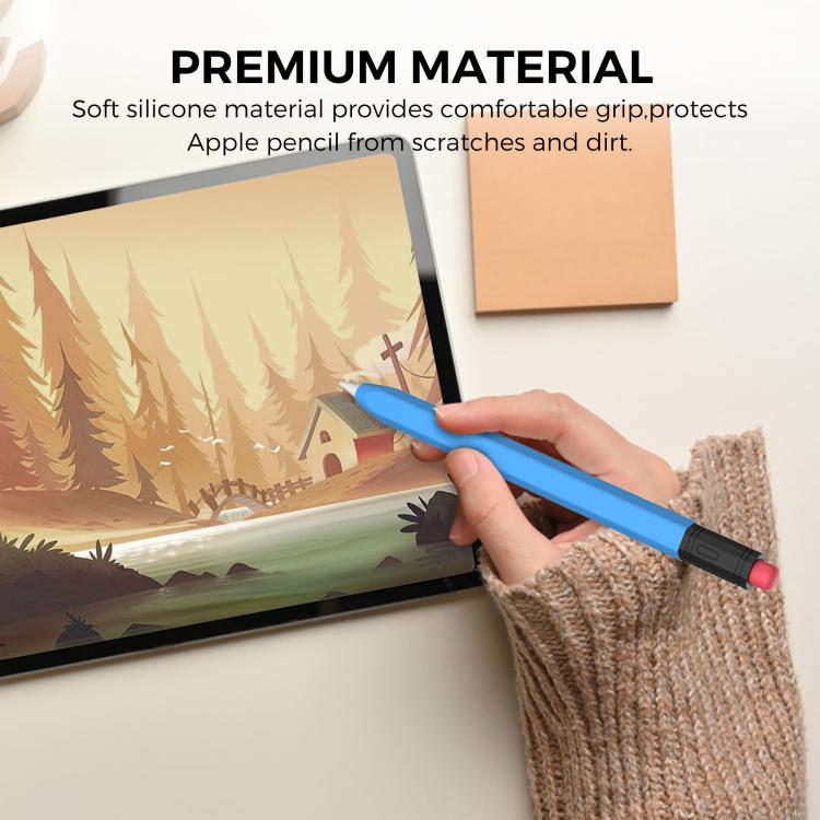 For Apple Pencil USB-C AhaStyle PT180-3 Silicone Pen Case(Pink Black Cap)