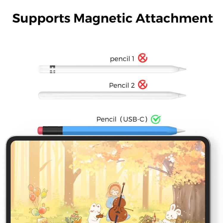 For Apple Pencil USB-C AhaStyle PT180-3 Silicone Pen Case(Pink Transparent Cap)