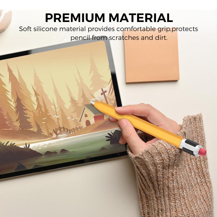 For Apple Pencil 1 AhaStyle PT180-K Stylus Retro Anti-slip Protection Case(Yellow)