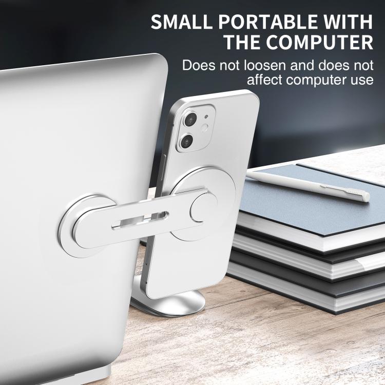 AhaStyle WG26-5 Aluminum MagSafe Circle Magnetic Laptop Expansion Stand Portable Adjustable Phone Holder(Black)