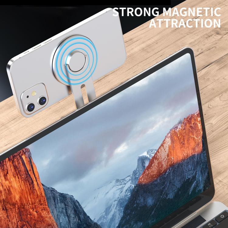 AhaStyle WG26-5 Aluminum MagSafe Circle Magnetic Laptop Expansion Stand Portable Adjustable Phone Holder(Black)