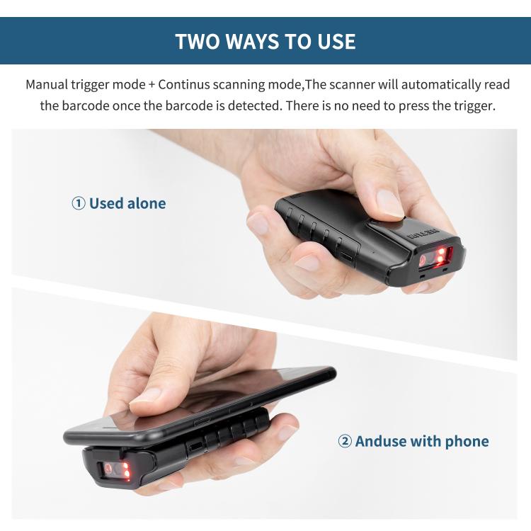 NETUM E800 2D QR Barcode Cell Phone Back Clip Portable Wireless Bluetooth Scanner