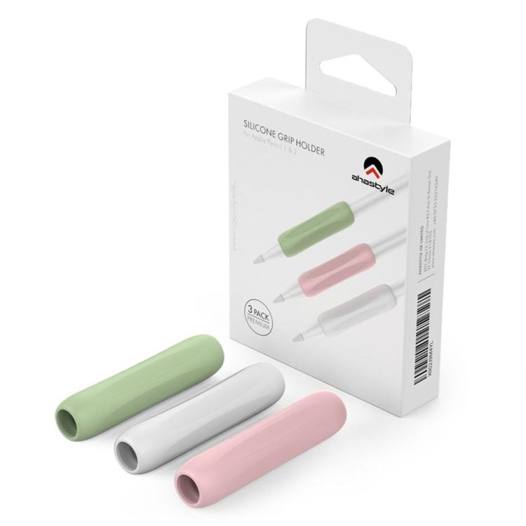 For Apple Pencil USB-C / 2  AhaStyle PT113-3 3pcs Silicone Pen Grip(White+Purple+Pink)