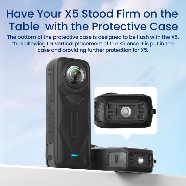 For Insta360 X5 Action Camera Protective Accessories, aMagisn Body Case+Lens Cap Black, aMagisn Body Case+Lens Cap Gray, aMagisn Body Case Black, aMagisn Body Case Gray