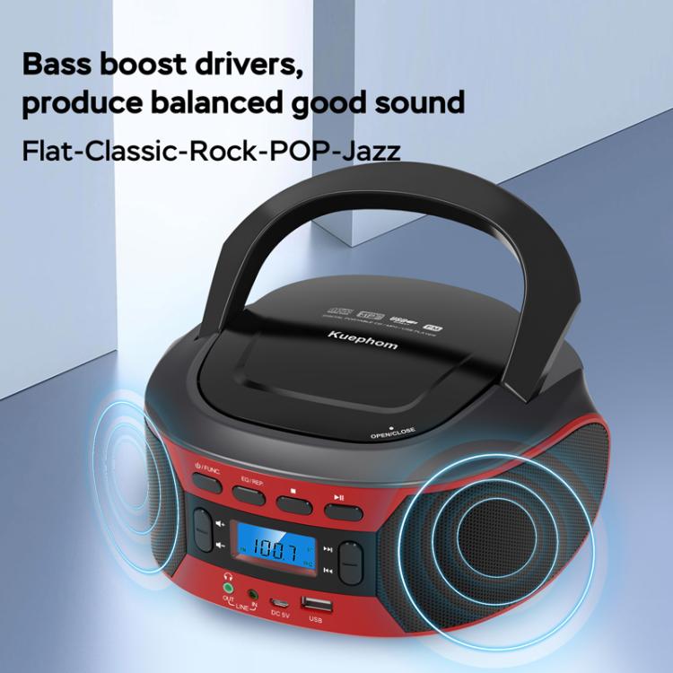 Kuephom W17 Portable Home CD Music Walkman FM Bluetooth Player US Plug
