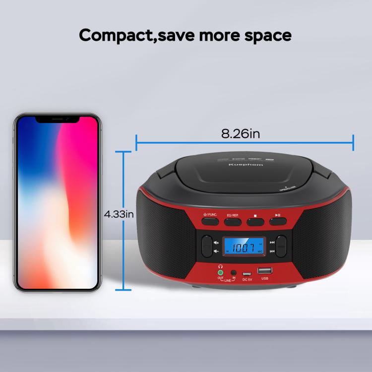 Kuephom W17 Portable Home CD Music Walkman FM Bluetooth Player US Plug