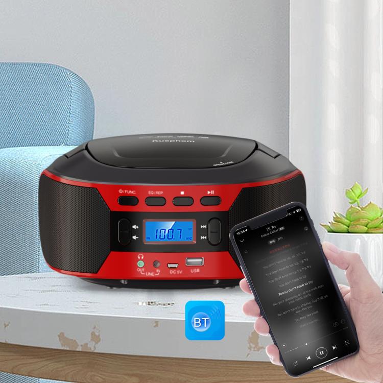 Kuephom W17 Portable Home CD Music Walkman FM Bluetooth Player UK Plug
