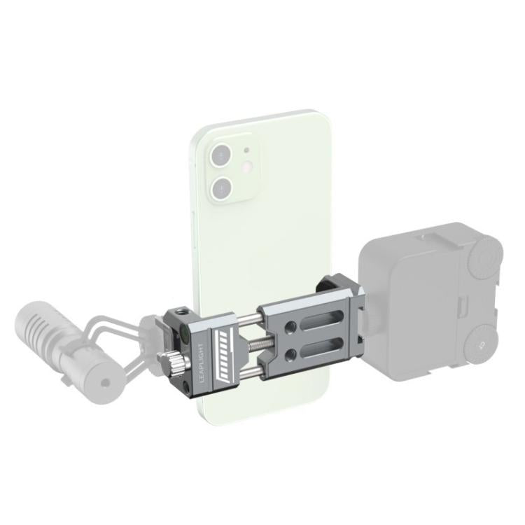 Leaplight Dual Cold Shoe All-Metal Phone Mount with 4x1/4 Inch Screw Ports & Arri Locating Holes(Gray)
