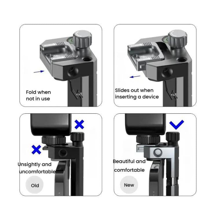 Leaplight Dual Cold Shoe All-Metal Phone Mount with 4x1/4 Inch Screw Ports & Arri Locating Holes(Gray)