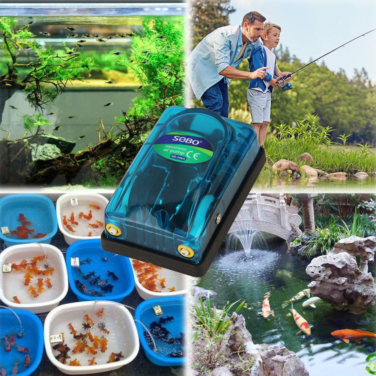 SOBO SB-348A 5W Double-hole 220-240V Transparent Ultra-Quiet Aquarium Air Pump