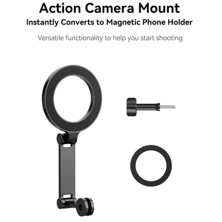 TELESIN Mobile Phone Magnetic Stand Two Claw Adapter Compatible with Chest Strap, Backpack Clip, Neck Mount(Black)