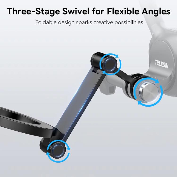 TELESIN Mobile Phone Magnetic Stand Two Claw Adapter Compatible with Chest Strap, Backpack Clip, Neck Mount(Black)