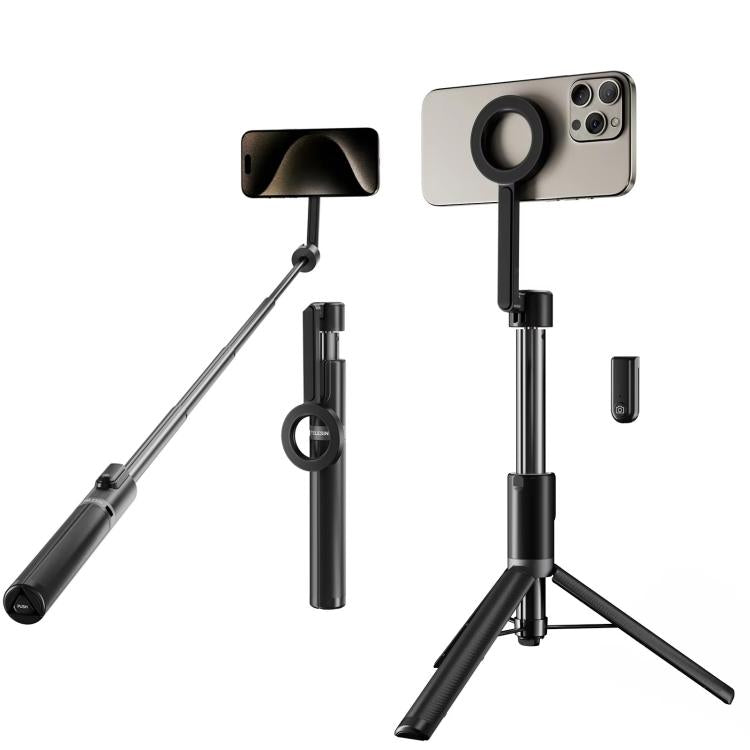 TELESIN 1.3m Magnetic Selfie Stick Tripod Phone Stand for Outdoor Vlog & Live Streaming with Bluetooth Remote(Black)