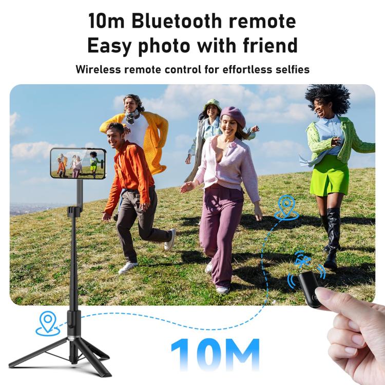 TELESIN 1.3m Magnetic Selfie Stick Tripod Phone Stand for Outdoor Vlog & Live Streaming with Bluetooth Remote(Black)