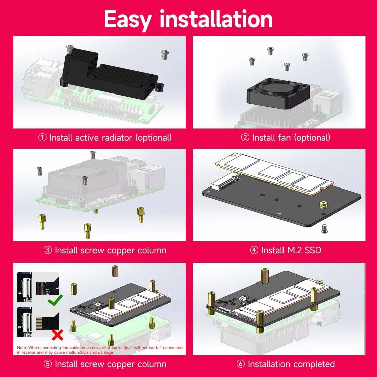Yahboom PCIe To M.2 Adapter Expansion Board For Raspberry Pi 5 NVMe Expansion Board, Spec: Separate Board