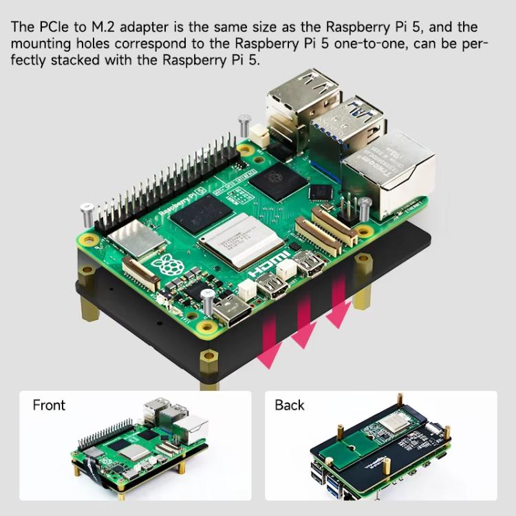 Yahboom PCIe To M.2 Adapter Expansion Board For Raspberry Pi 5 NVMe Expansion Board, Spec:  Board + 256G SSD