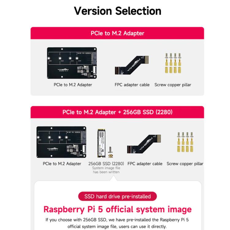 Yahboom PCIe To M.2 Adapter Expansion Board For Raspberry Pi 5 NVMe Expansion Board, Spec: Separate Board