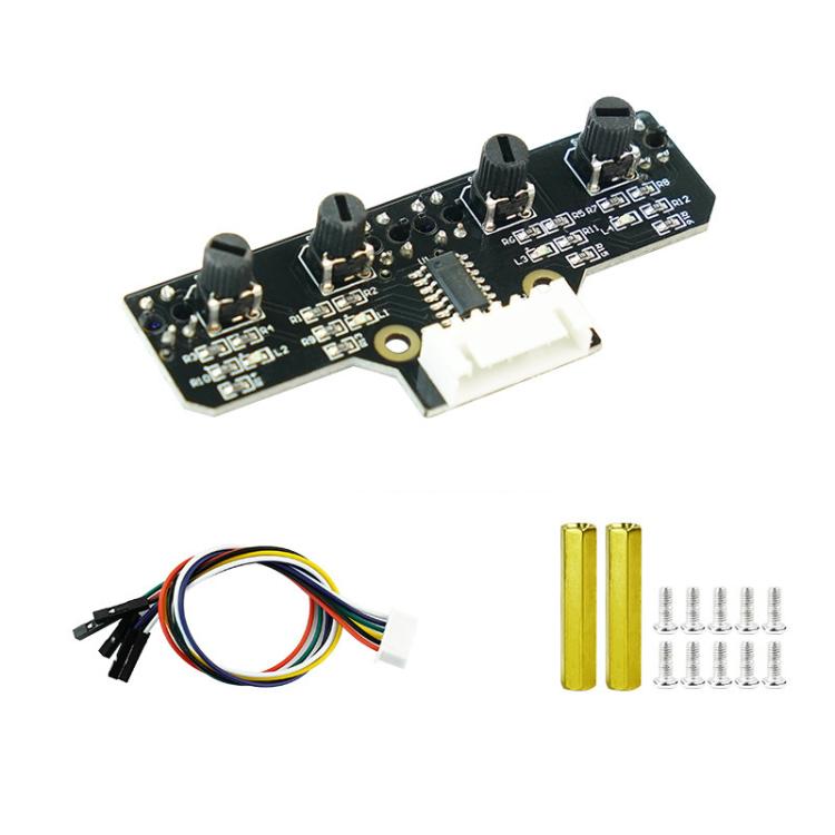 Yahboom 4 Channel Infrared Tracking Sensor Module For Smart Car Robot, Spec: With DuPont Cable+23mm Copper Column