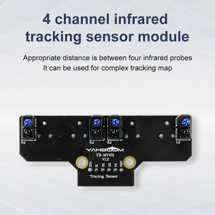 Yahboom 4 Channel Infrared Tracking Sensor Module For Smart Car Robot, Spec: With 6Pin Cable+23mm Copper Column