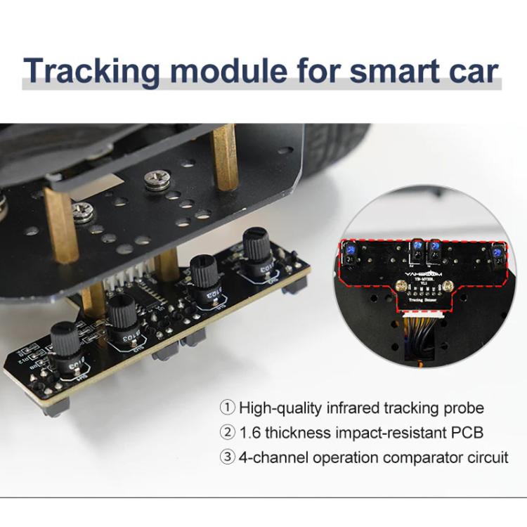 Yahboom 4 Channel Infrared Tracking Sensor Module For Smart Car Robot, Spec: With DuPont Cable+16mm Copper Column