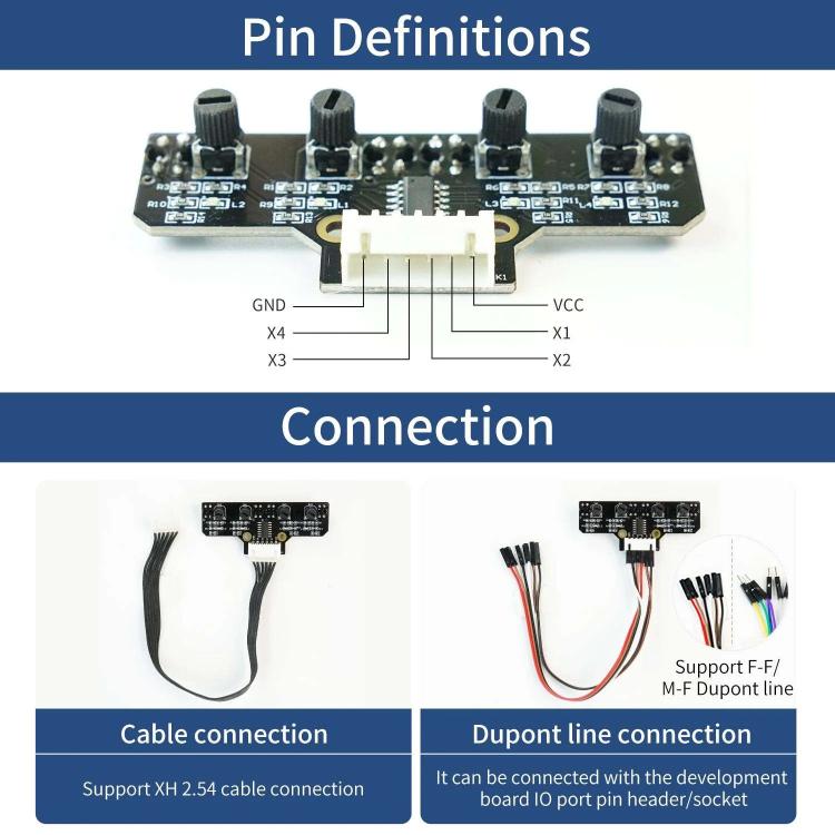 Yahboom 4 Channel Infrared Tracking Sensor Module For Smart Car Robot, Spec: Module+DuPont Cable