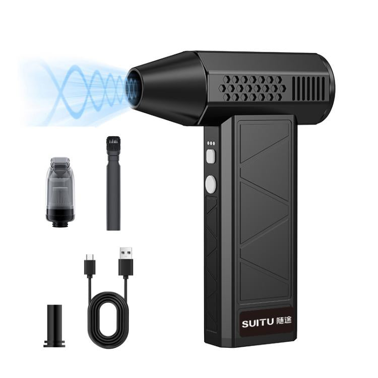 SUITU ST-8113 Outdoor Turbine Fan Home Lithium-ion Dust Blower Handheld Hair Dryer, Style: Blower+Vacuum Cleaner Black
