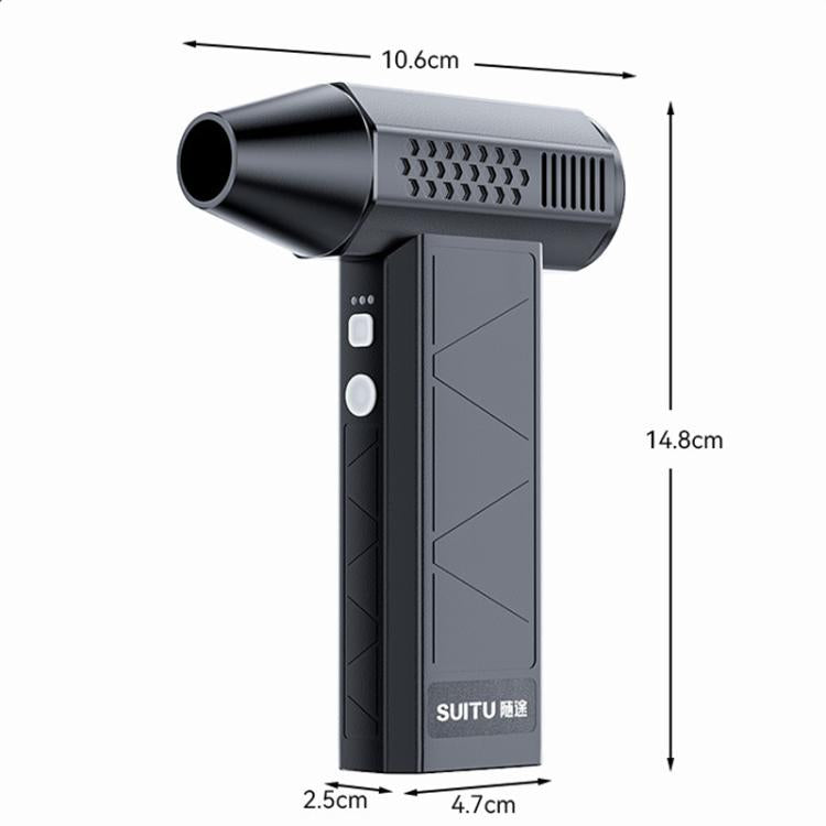 SUITU ST-8113 Outdoor Turbine Fan Home Lithium-ion Dust Blower Handheld Hair Dryer, Style: Blower+Vacuum Cleaner Gray