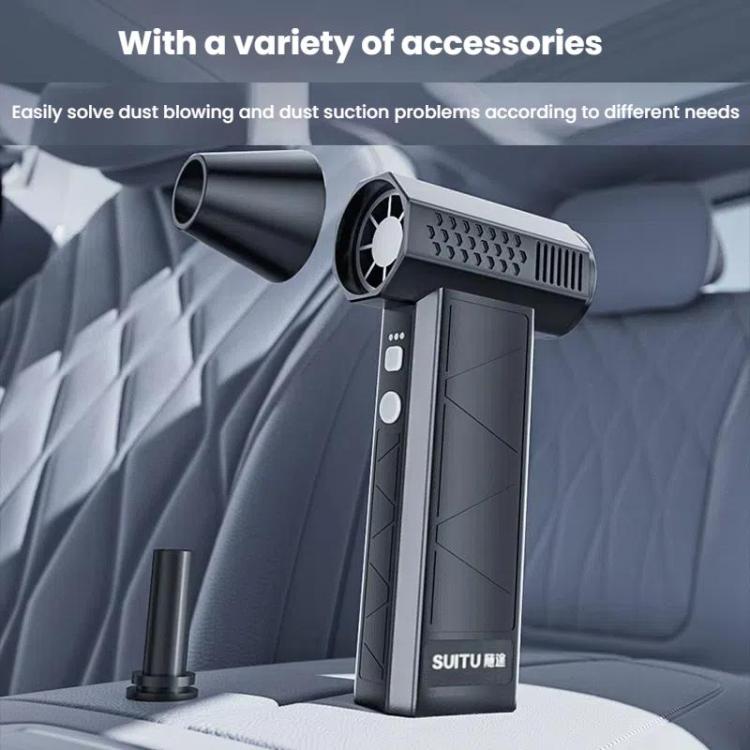 SUITU ST-8113 Outdoor Turbine Fan Home Lithium-ion Dust Blower Handheld Hair Dryer, Style: Blower+Vacuum Cleaner Black