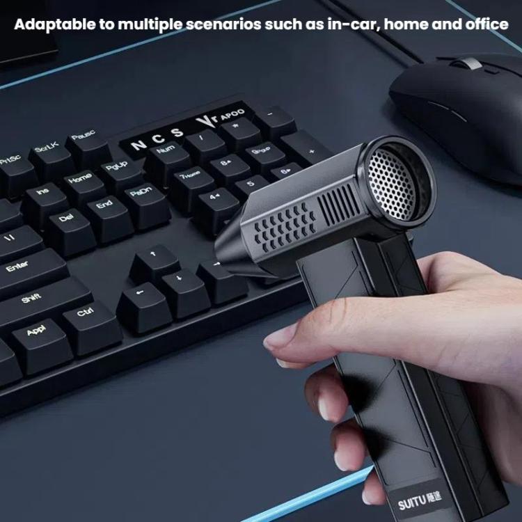 SUITU ST-8113 Outdoor Turbine Fan Home Lithium-ion Dust Blower Handheld Hair Dryer, Style: Blower+Vacuum Cleaner Gray