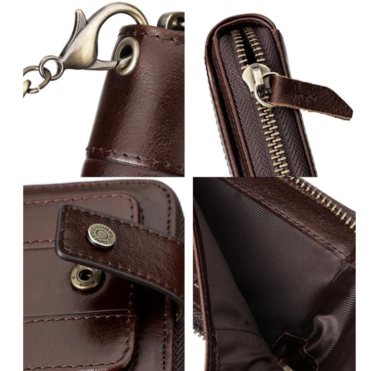 HUMERPAUL BP735 Leather Horizontal Zipper Wallet Multiple Card Slots RFID Anti-Theft Protection Men Purse(Light Brown)