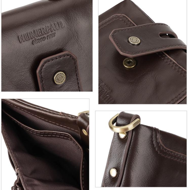HUMERPAUL BP778 Short Leather Wallet RFID Tri-fold Double Zipper Coin Purse(Black)