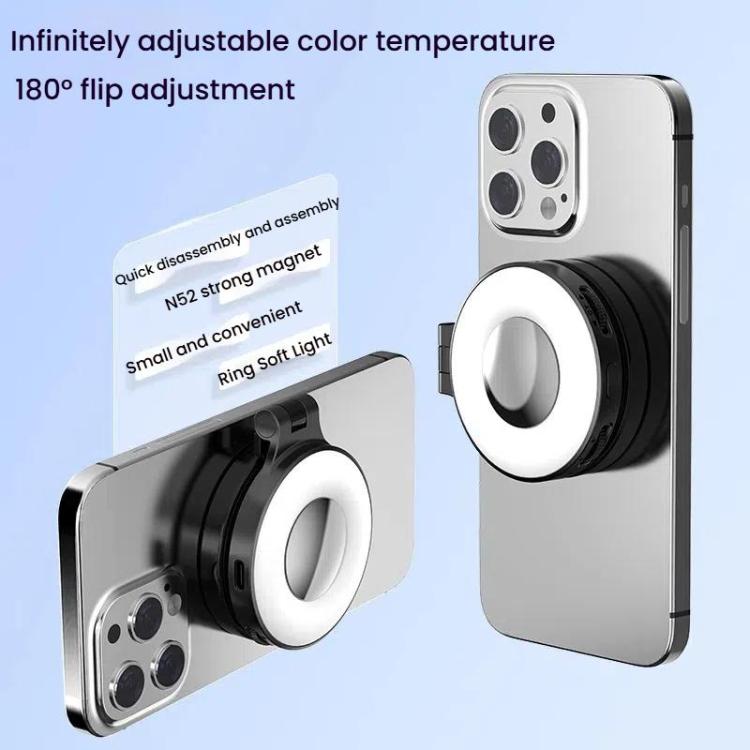 HEPAIL AC74 Magsafe Magnetic Smartphone Light Portable Handheld Selfie Light(White)