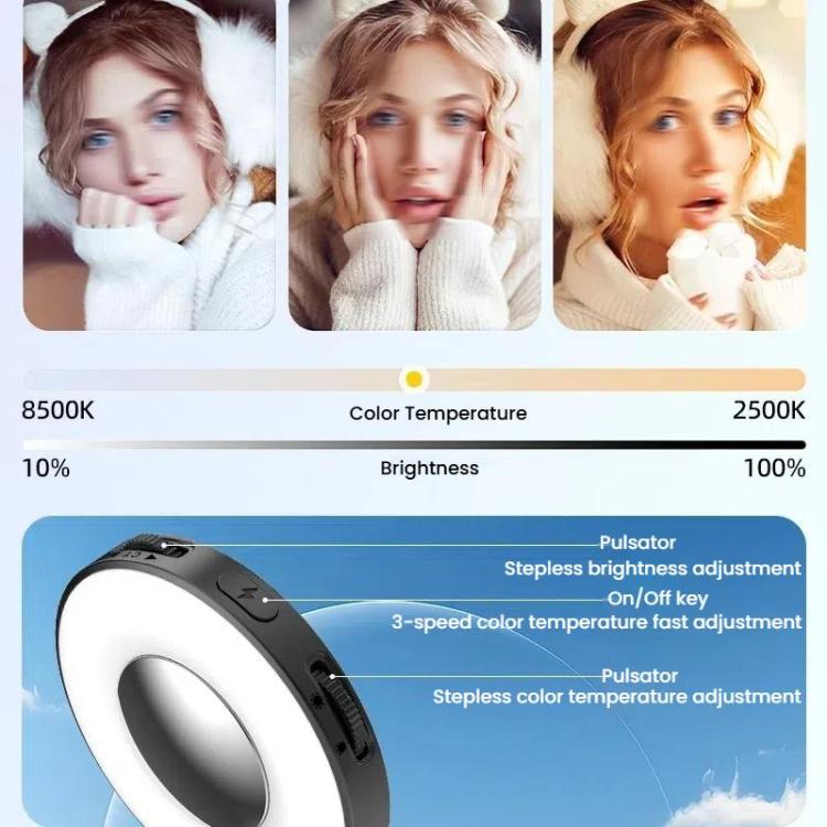 HEPAIL AC74 Magsafe Magnetic Smartphone Light Portable Handheld Selfie Light(White)