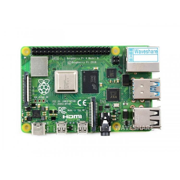 Waveshare For Raspberry Pi 4 Model 4GB BCM2711B0 64-Bit Quad-Core 4K Dual Mini HDMI For DIY, IoT, Python Development