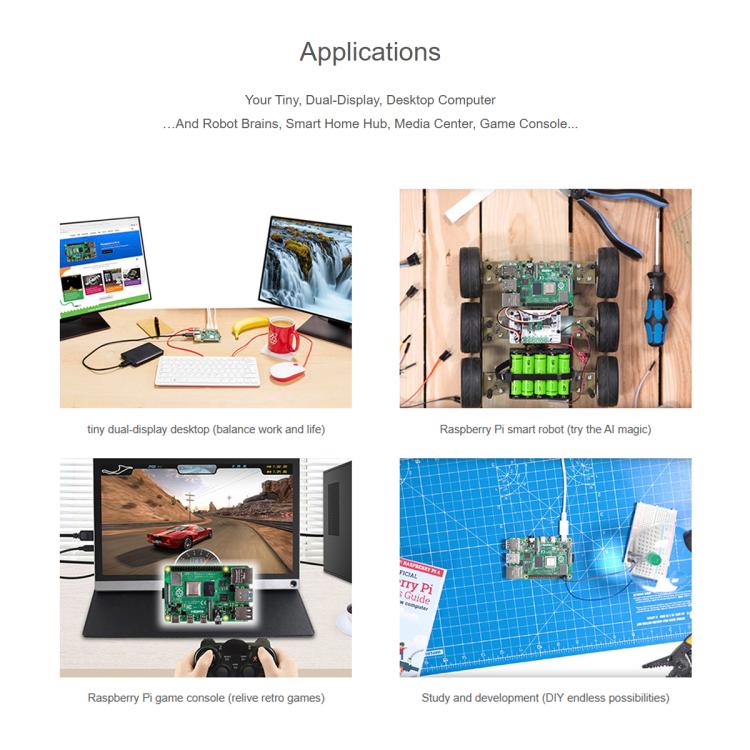 Waveshare For Raspberry Pi 4 Model B 2GB BCM2711B0 64-Bit Quad-Core 4K Dual Mini HDMI For DIY, IoT, Python Development