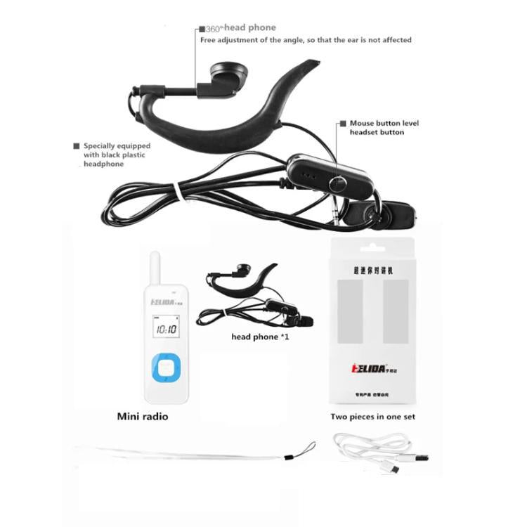 HELIDA T-M1 Mini Portable Rechargeable Two-Way Radio 22 Channels Compact Walkie Talkie EU Plug Black