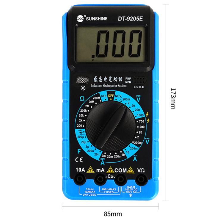 SUNSHINE DT-9205E High-Precision Digital Multimeter For Measuring Current Voltage Portable Repair Electrician Meter With Burn Protection