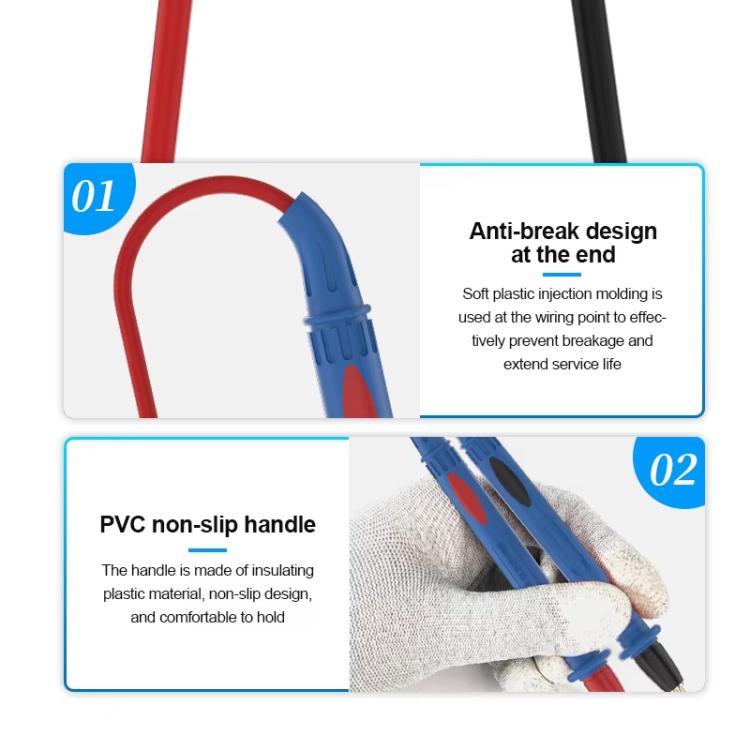 SUNSHINE SS-024B Replaceable Stainless Steel Probe Tips Soft Silicone Multimeter Probe Tips
