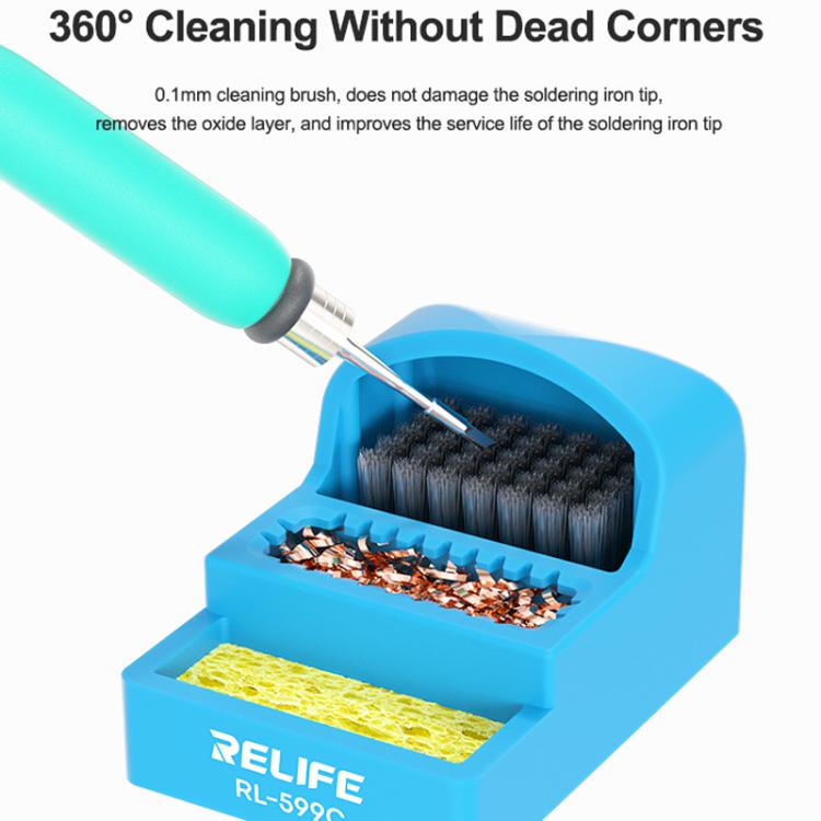RELIFE RL-599C 3 In 1 Soldering Iron Cleaner Soldering Iron Tip Tin Residue High Temperature Resistant Cleaning Sponge Steel Wire Cleaning Ball