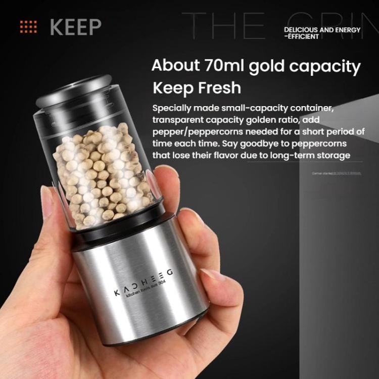 Kacheeg 70ml Transparent Pepper Grinder with Adjustable Coarse to Fine Ceramic Blades 11 x 4.9 x 4cm