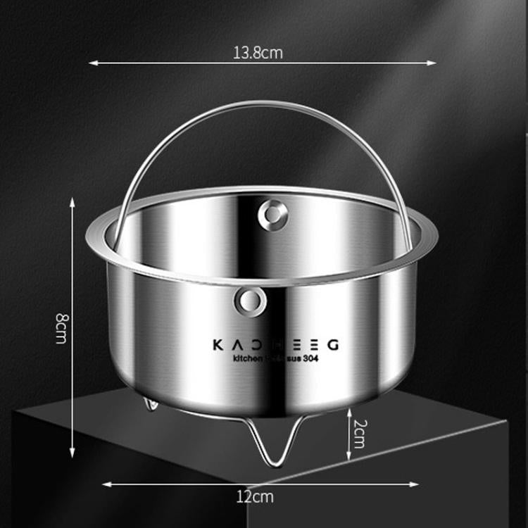Kacheeg 304 Stainless Steel Steamer Basket for Rice Cooker/Pots with Handles & Stand Non-perforated 13.8cm