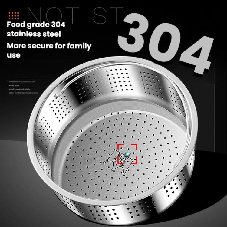 Kacheeg 304 Stainless Steel Steamer Basket for Rice Cooker/Pots with Handles & Stand Perforated 22cm