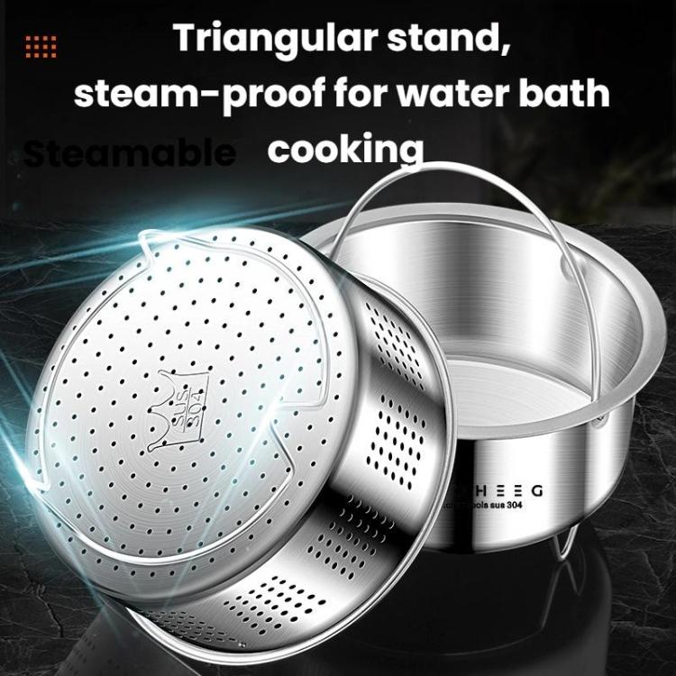 Kacheeg 304 Stainless Steel Steamer Basket for Rice Cooker/Pots with Handles & Stand Perforated 22cm