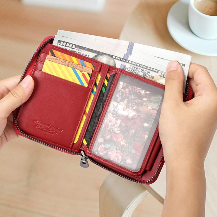 HUMERPAUL BP783 Unisex Short Leather Wallet With RFID Multi-Card Holder(Brown)