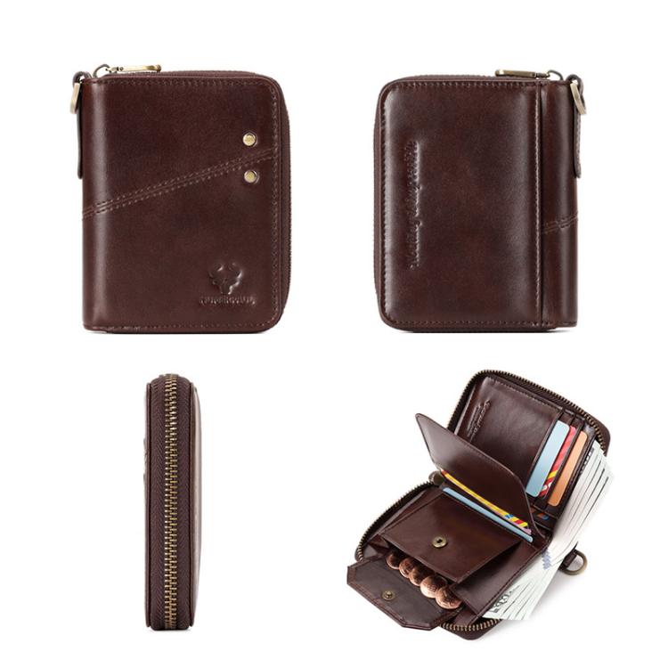 HUMERPAUL BP783 Unisex Short Leather Wallet With RFID Multi-Card Holder(Black)