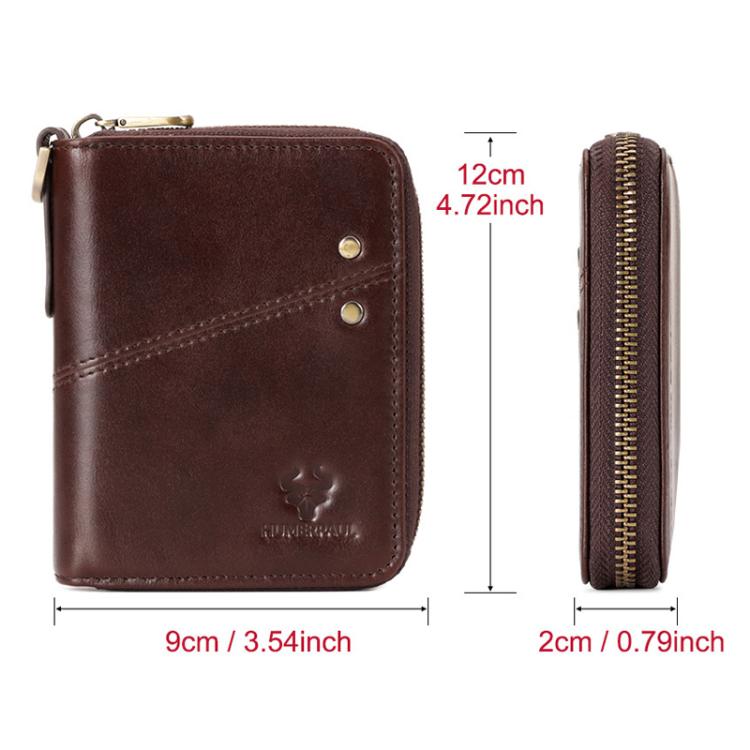 HUMERPAUL BP783 Unisex Short Leather Wallet With RFID Multi-Card Holder(Black)