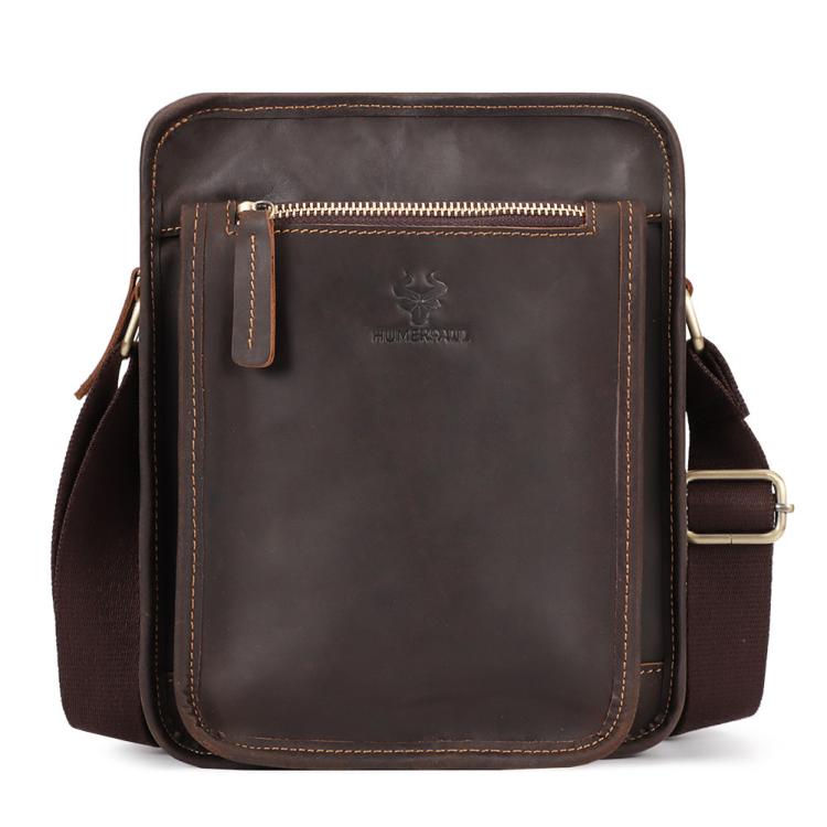 HUMERPAUL MH702 Men Vertical Crossbody Bag Casual Leather Shoulder Bag(Brown)