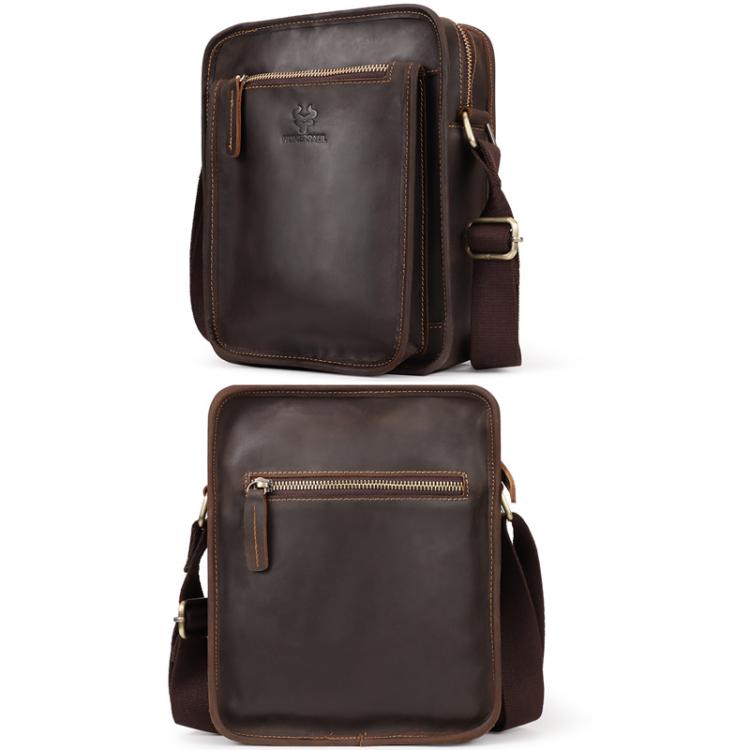 HUMERPAUL MH702 Men Vertical Crossbody Bag Casual Leather Shoulder Bag(Brown)